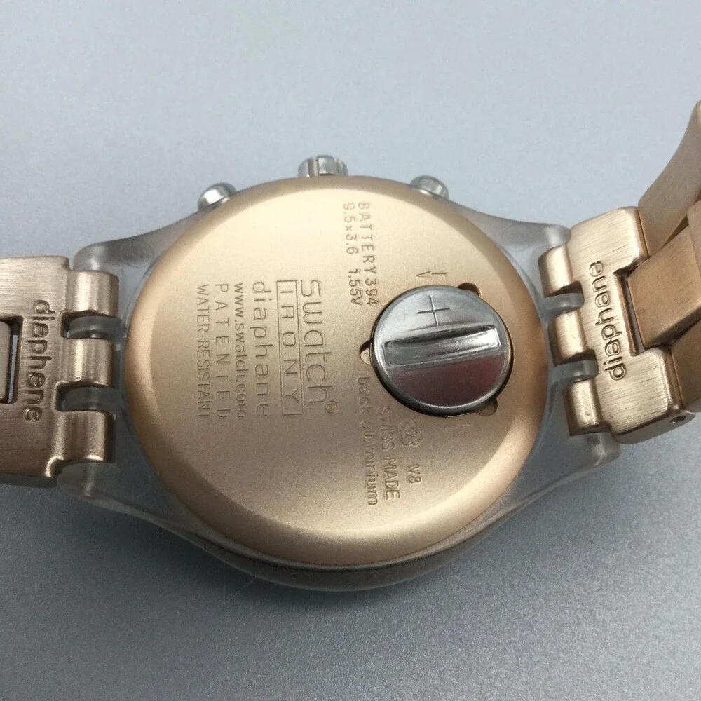 Swatch Irony Diaphane Men Watch 42mm Full Blooded Caramel Swiss New Battery 6.5